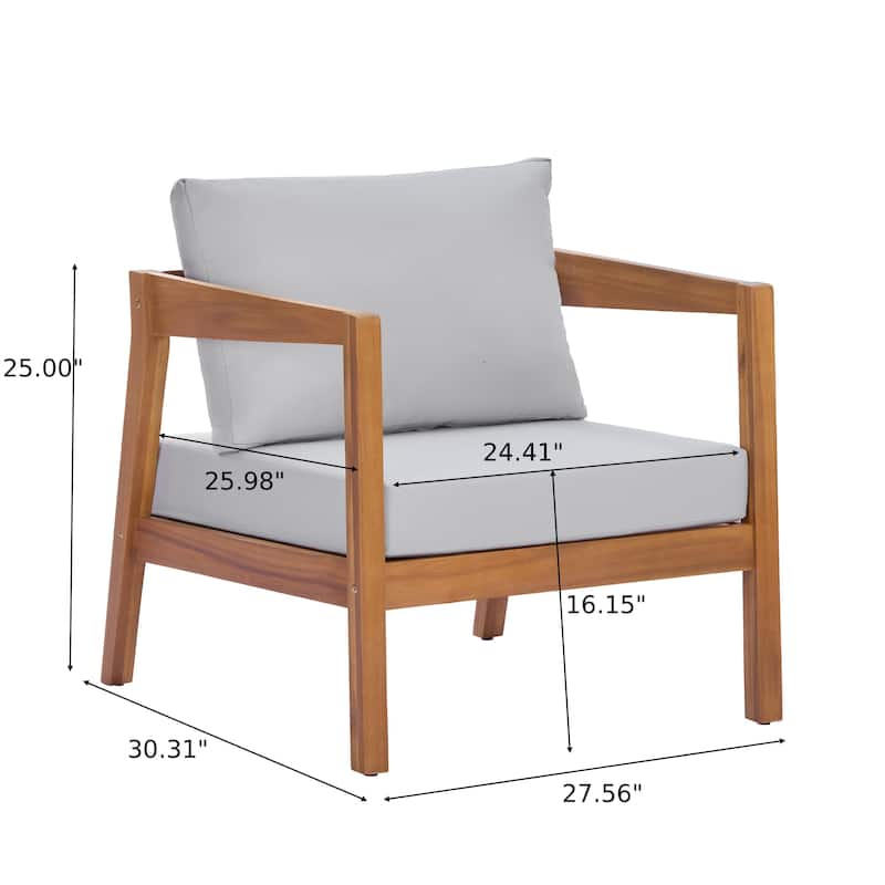 Christopher Knight Home - Outdoor 5-Piece Teak Finish Wood Patio Conversation Set with Cushions and Rectangle Table