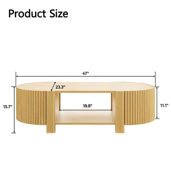 Oval Fluted Coffee Table with Storage - Bed Bath & Beyond - 44103351