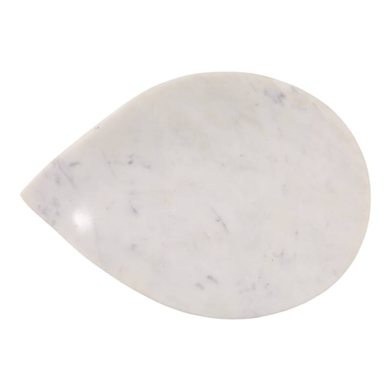 Marble Decorative Bowl Modern Accent Teardrop Shape - 10" White - 9.75" x 7" x 1.5"