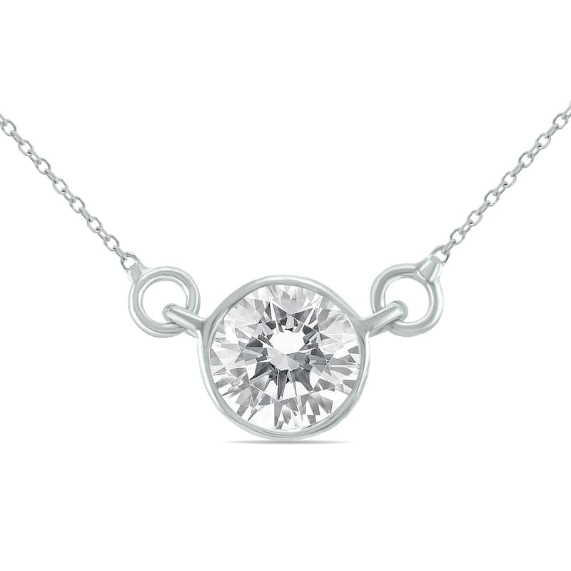 Marquee 1 Carat Diamond Bezel Pendant in 14K White Gold
