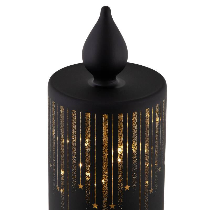 LED Lighted Glass Candle with Stars Christmas Decoration - 8" - Small