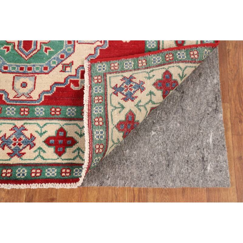 Red Kazak Area Rug Handmade Traditional Wool Carpet - 3'11" x 5'9"