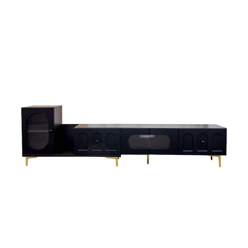 Adjustable Wooden TV Stand – Extendable Rectangle Media Console for Living Room or Bedroom Entertainment.