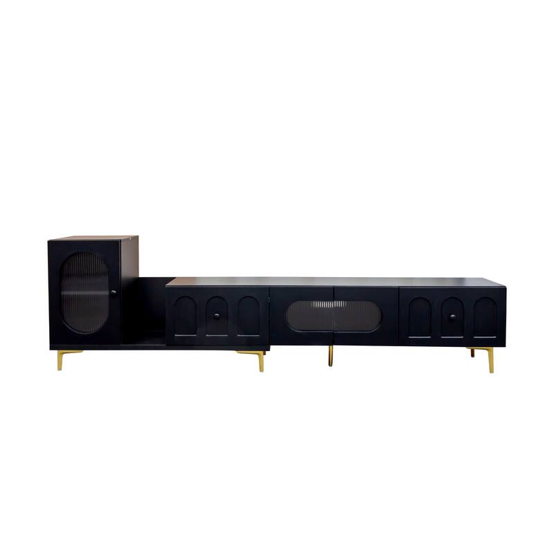 Extendable TV Stand with Storage Cabinets, Modern Entertainment Center Media Console Table for Living Room