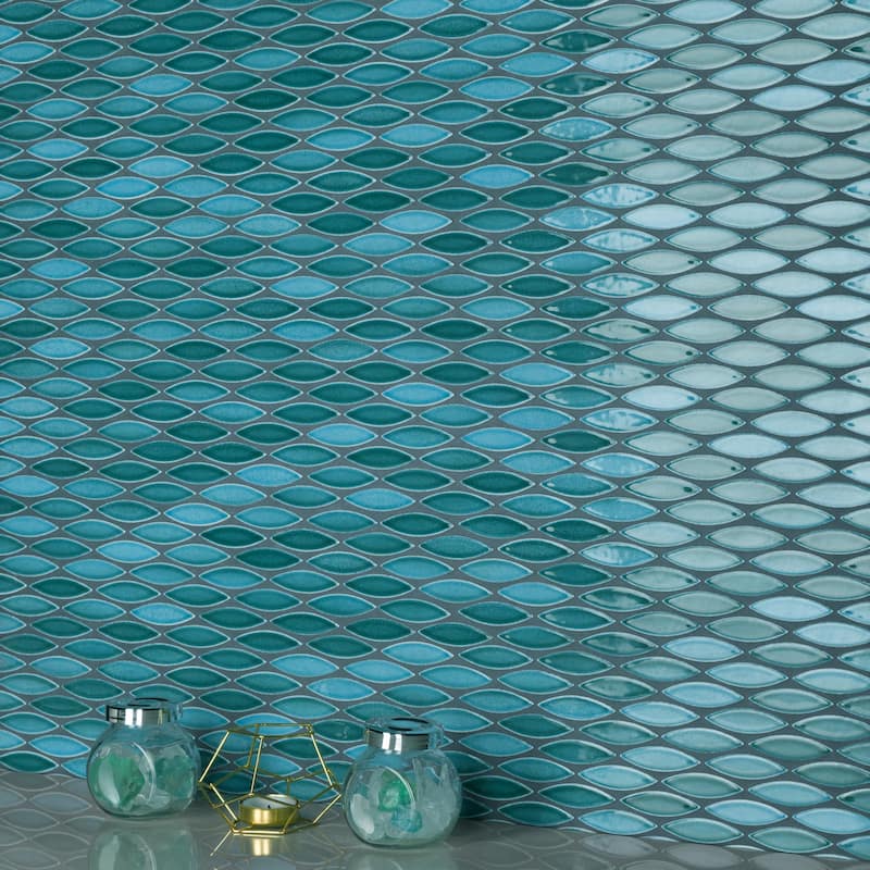 Merola Tile Pescado Glossy Agua 12" x 12-1/2" Porcelain Floor and Wall Tile