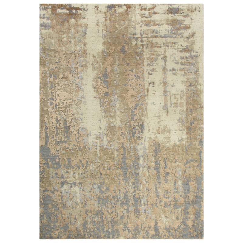 Alora Decor Radiant Beige, Ivory, and Grey Abstract Wool Blend Rug - 8' x 10'