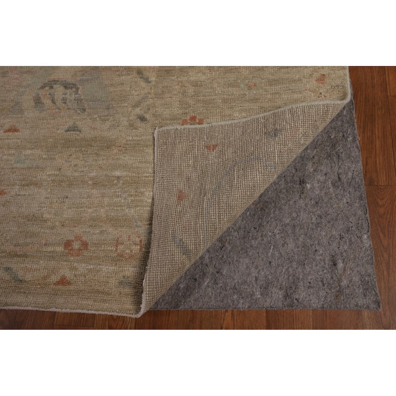 Vegetable Dye Beige Oushak Turkish Rug Hand-Knotted Wool Carpet - 9'2"x 12'3"