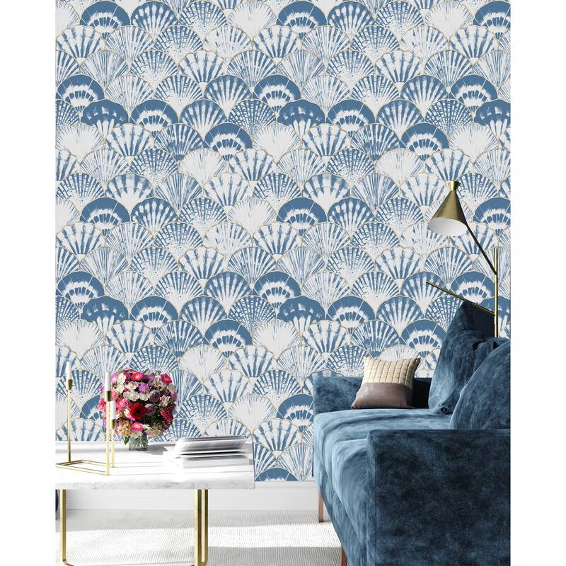 Coquillages by the Sea Peel and Stick Wallpaper Roll Size 10'L x 24''W