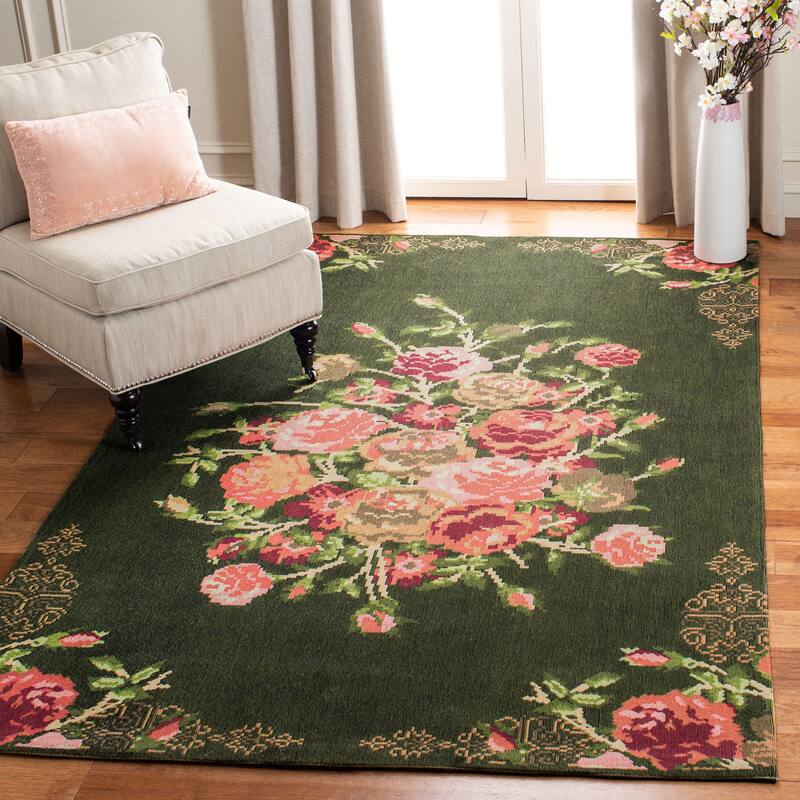 SAFAVIEH Classic Vintage Boho Edona Oriental Cotton Rug - 9' x 12' - Green/Red