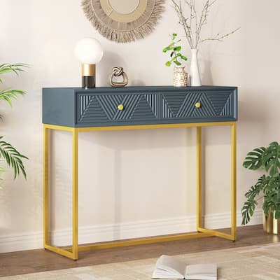 Modern Sleek Console Table with Storage, Grey