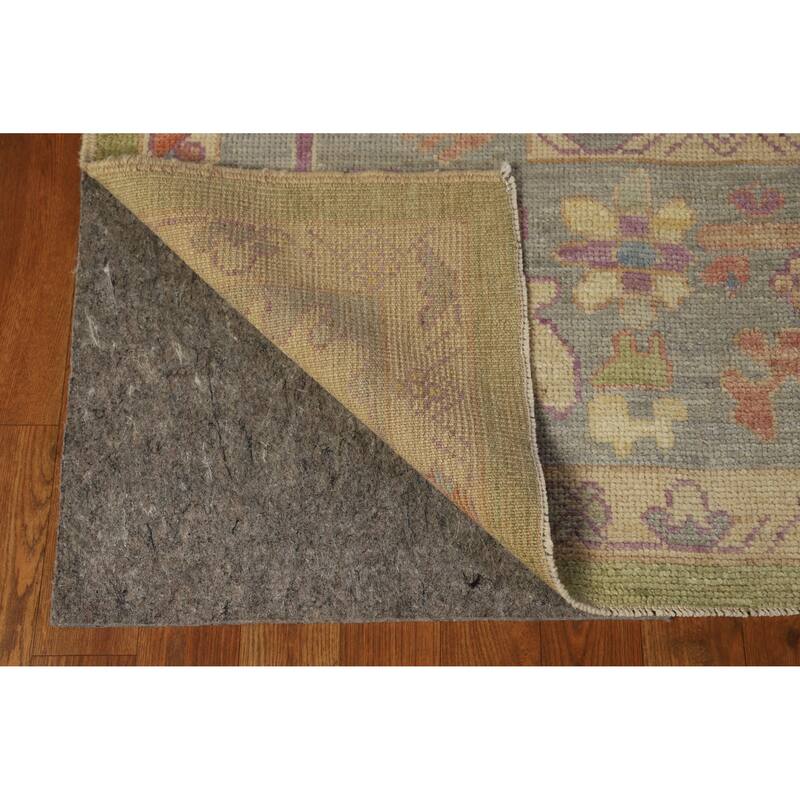 Hand Knotted Oriental 100% Wool Carpet Transitional All-Over Green Oushak Area Rug - 12' 5'' X 9' 3''