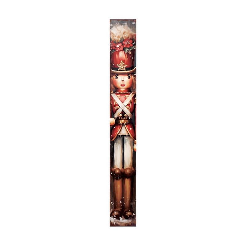 HomeRoots 72" Black And Red Solid Wood Christmas Female Nutcracker Porch Sign