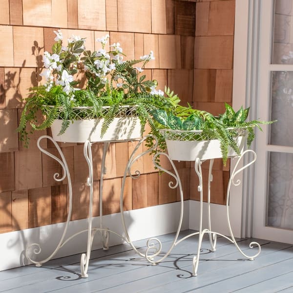 slide 2 of 39, SAFAVIEH Hendrick Victorian Scroll Iron Outdoor Planter Set of 2.