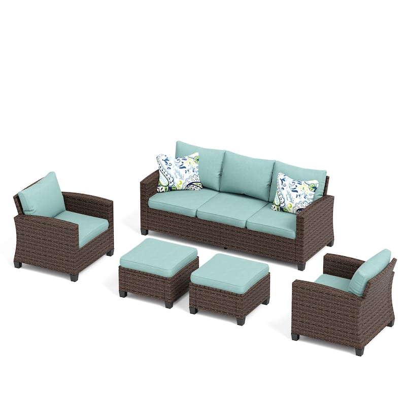 5/9-Seat Patio Furniture Wicker Rattan Outdoor Deep Seating Sectional Sofa Large Conversation Set