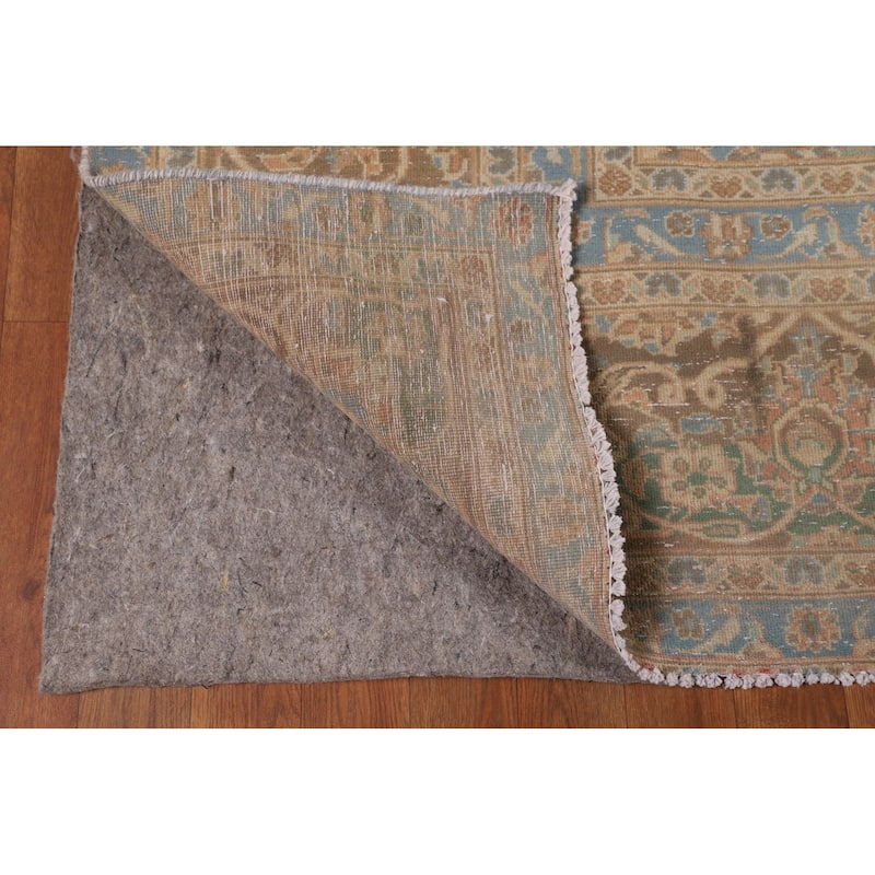 Orange Kashan Persian Vintage Area Rug Hand-Knotted Wool Carpet - 9'7"x 13'5"