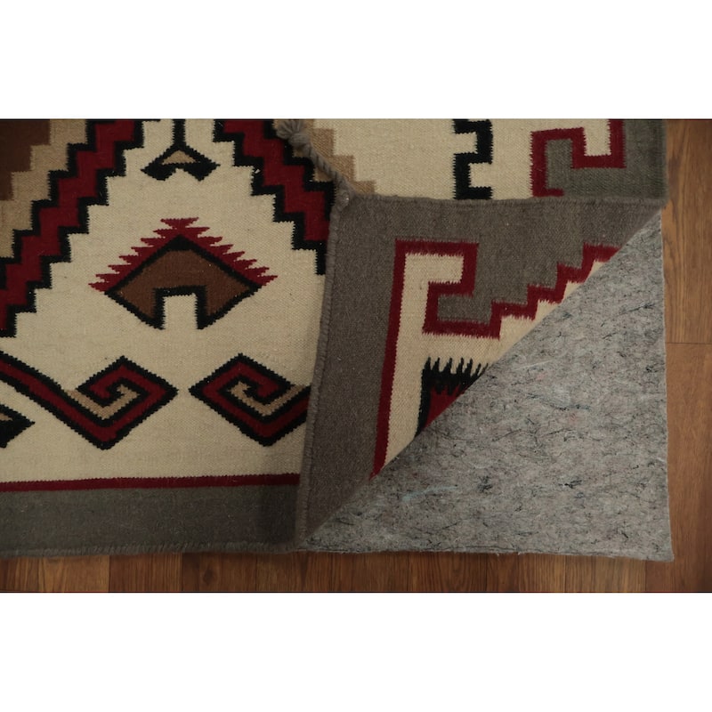 Hand Woven Oriental 100% Wool Carpet Southwestern Tribal Brown Kilim Area Rug - 8' 2'' X 5' 0''
