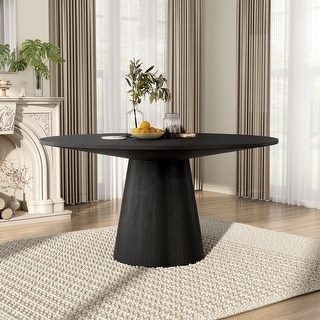 Furniture of America Evrena Modern Black 59-inch Solid Wood Round