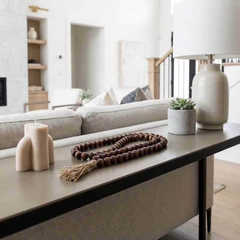 Mango Wood Double Beaded Garland with Tassel