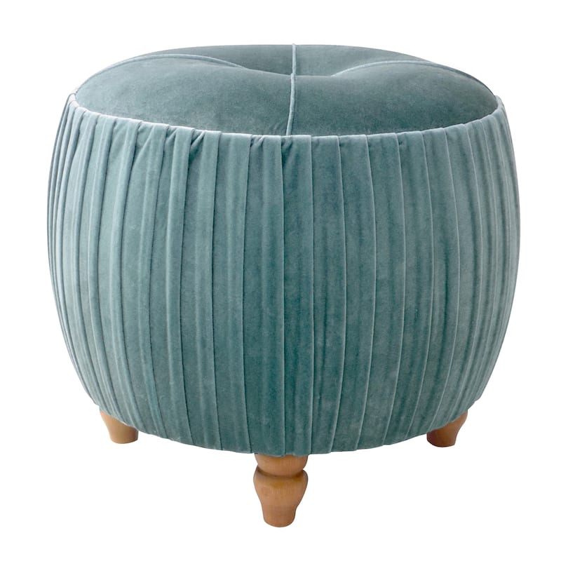 NPD Furniture Helena Velvet Small Round Ottoman - Emerald