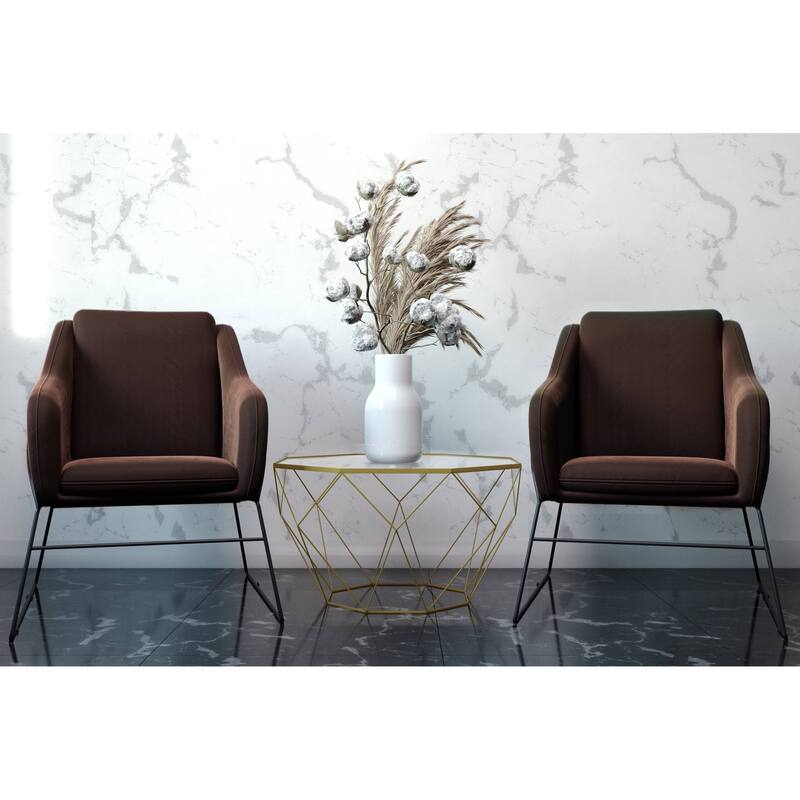 Malibu 22" Modern Octagon Center Coffee Table with Tempered Glass Table top & Sturdy Metal Geometric Base for Living Room Office