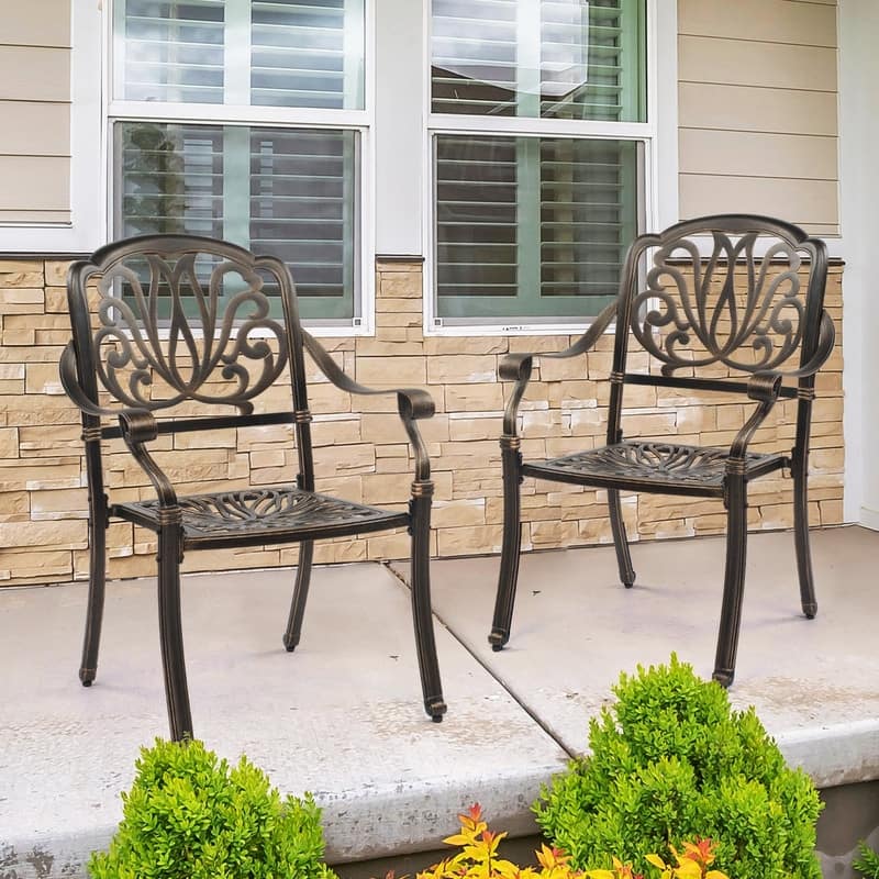 Patio Cast Aluminum Dining Chair Set (Set of 2)