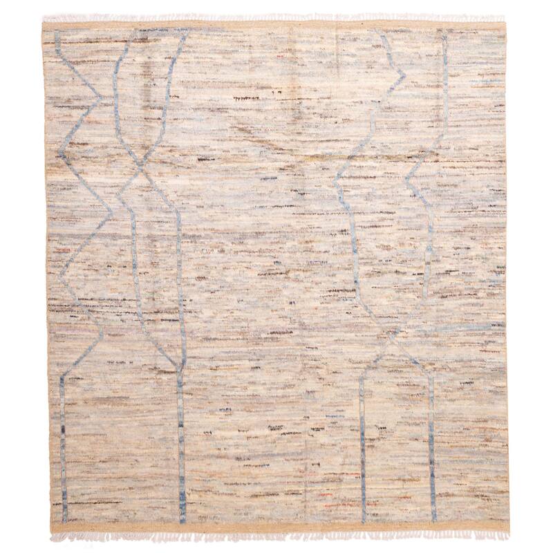 ECARPETGALLERY Hand-knotted Pak Finest Marrakesh Light Blue, Light Grey Wool Rug - 9'1 x 9'10