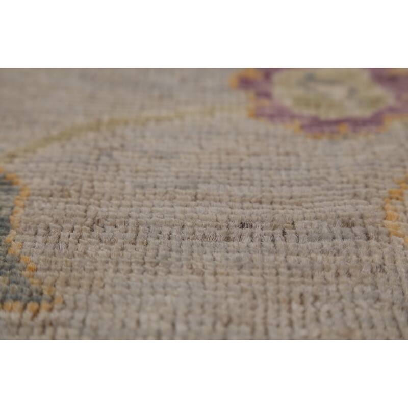 Vegetable Dye Oushak Turkish Large Rug Hand-Knotted Wool Carpet - 9'11"x 13'9"