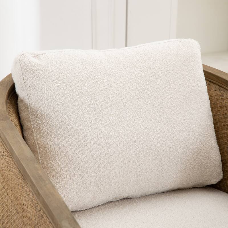 Beige 30.12" 360° Swivel Barrel Chair