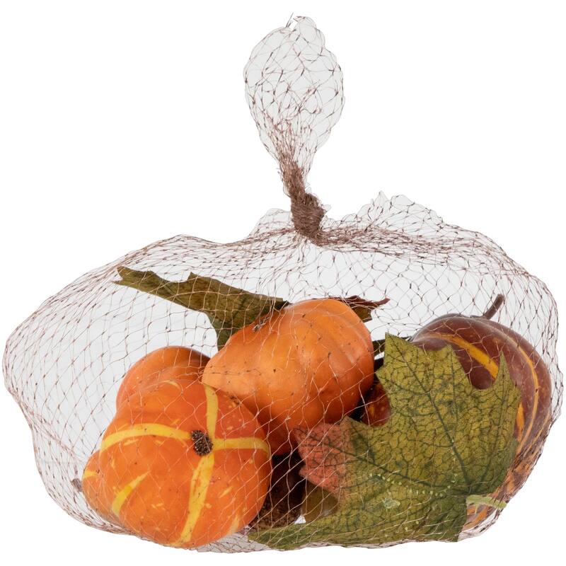 Fall Harvest Artificial Pumpkin Gourd Acorn and Leaf Decoration Set - 11-Piece