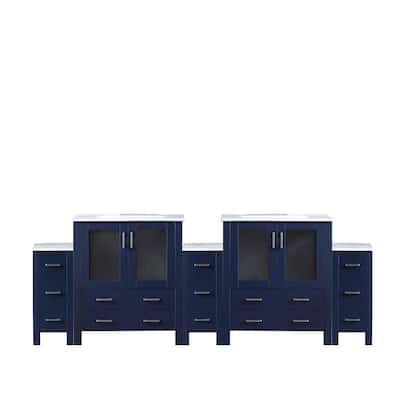 Volez Double Bath Vanity with Side Cabinets and White Ceramic Top