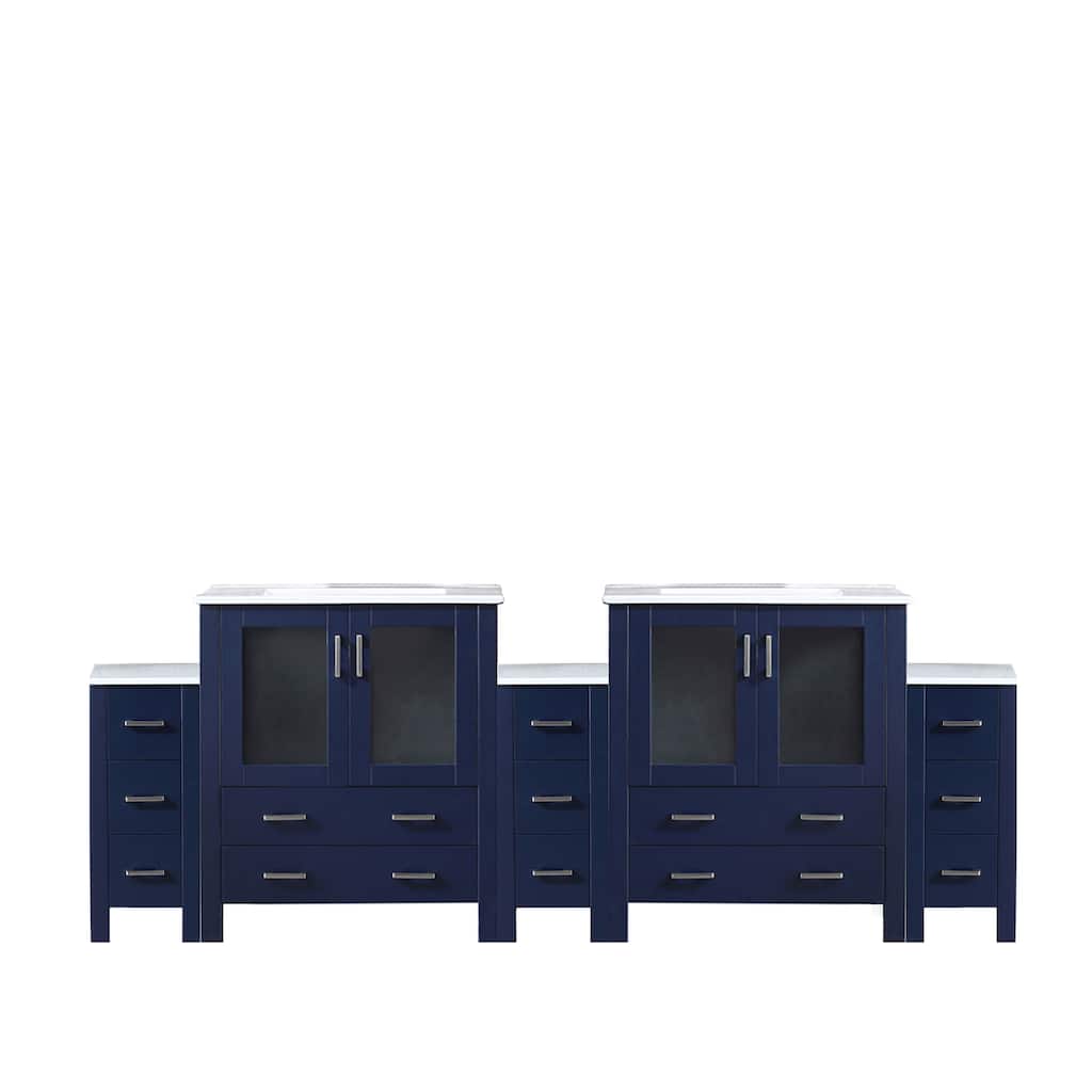 Volez Double Bath Vanity with Side Cabinets and White Ceramic Top