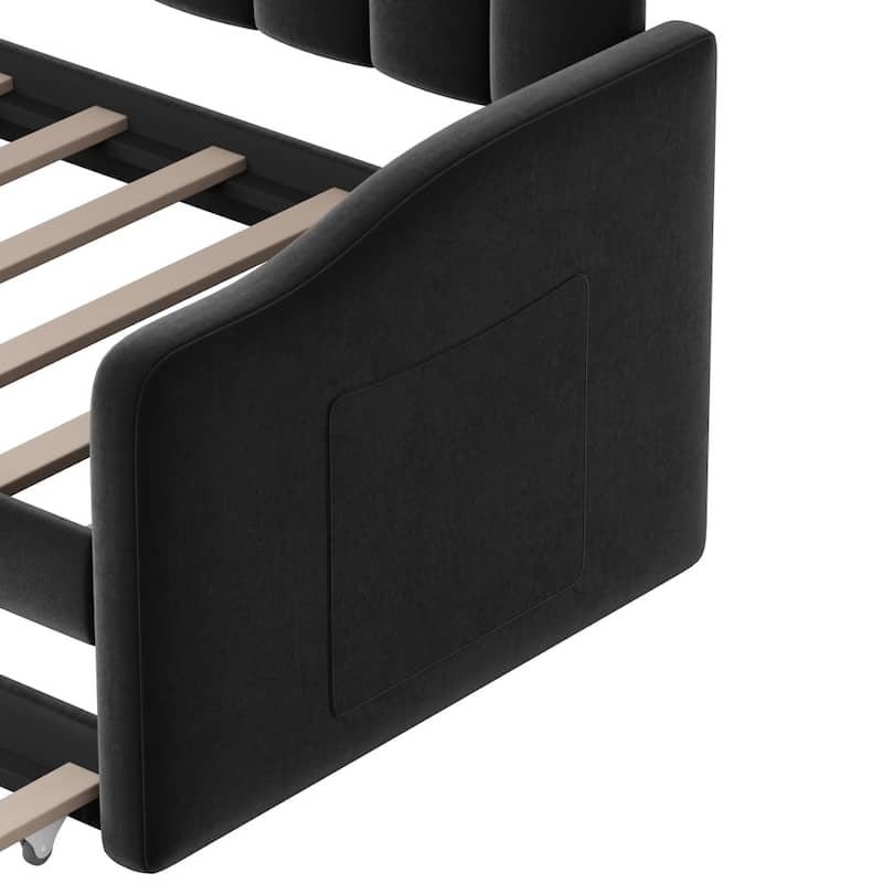 81.3" Modern Twin Size Upholstered Daybed with Trundle & Charging Station