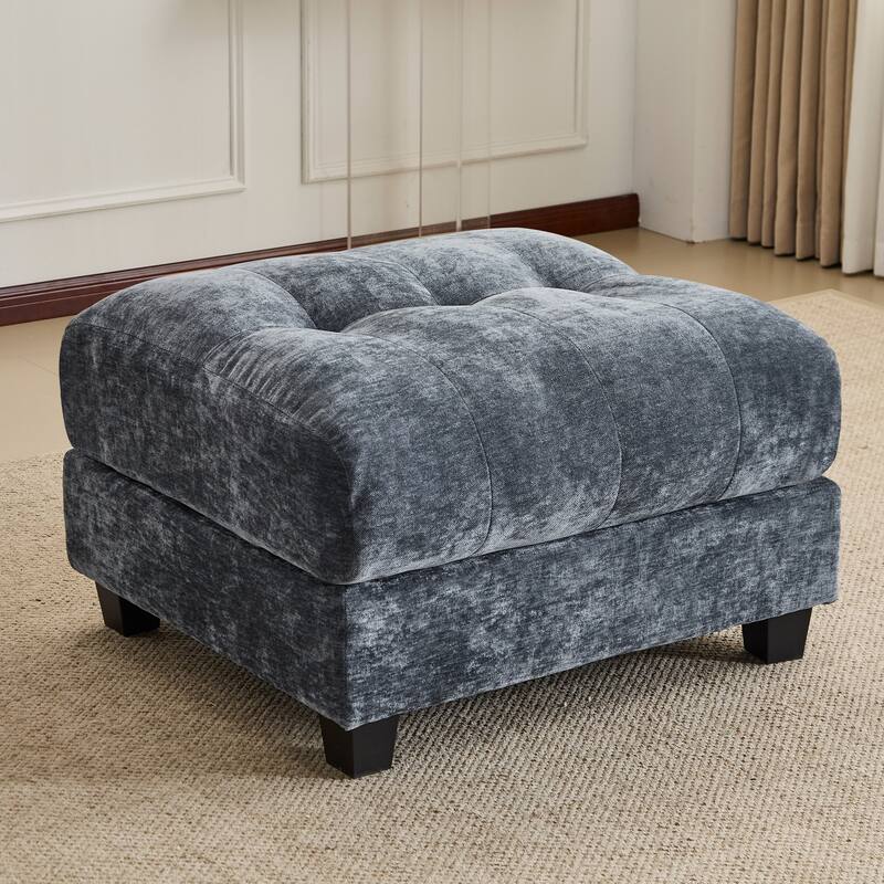 GDFStudio - 4-Piece Adjustable Backrest 93" Chenille Sofa with Ottoman and 3 Throw Pillows