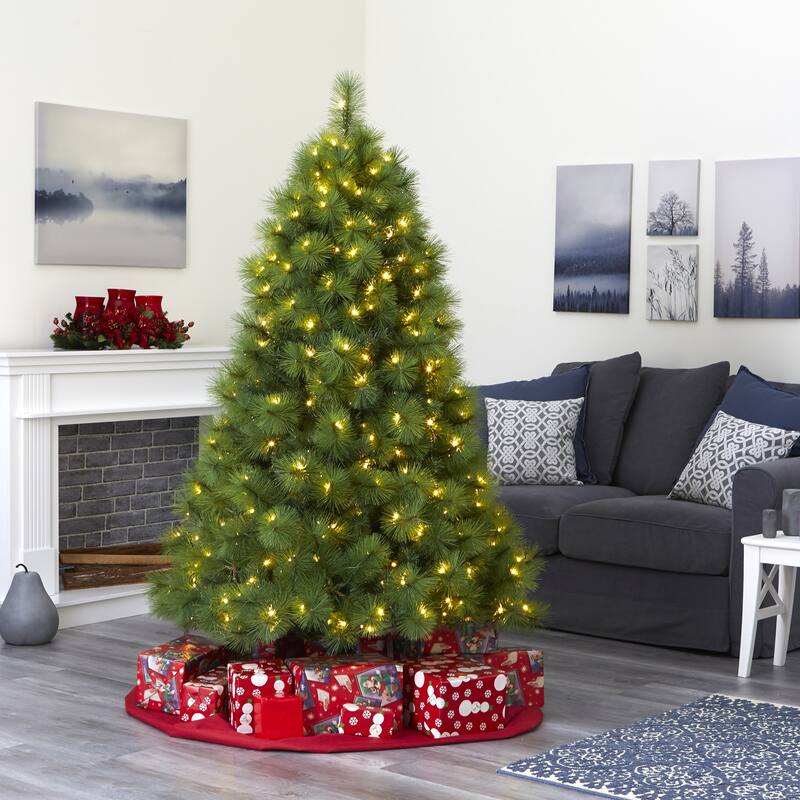 6' Green Scotch Pine Christmas Tree with 300 Clear LED Lights