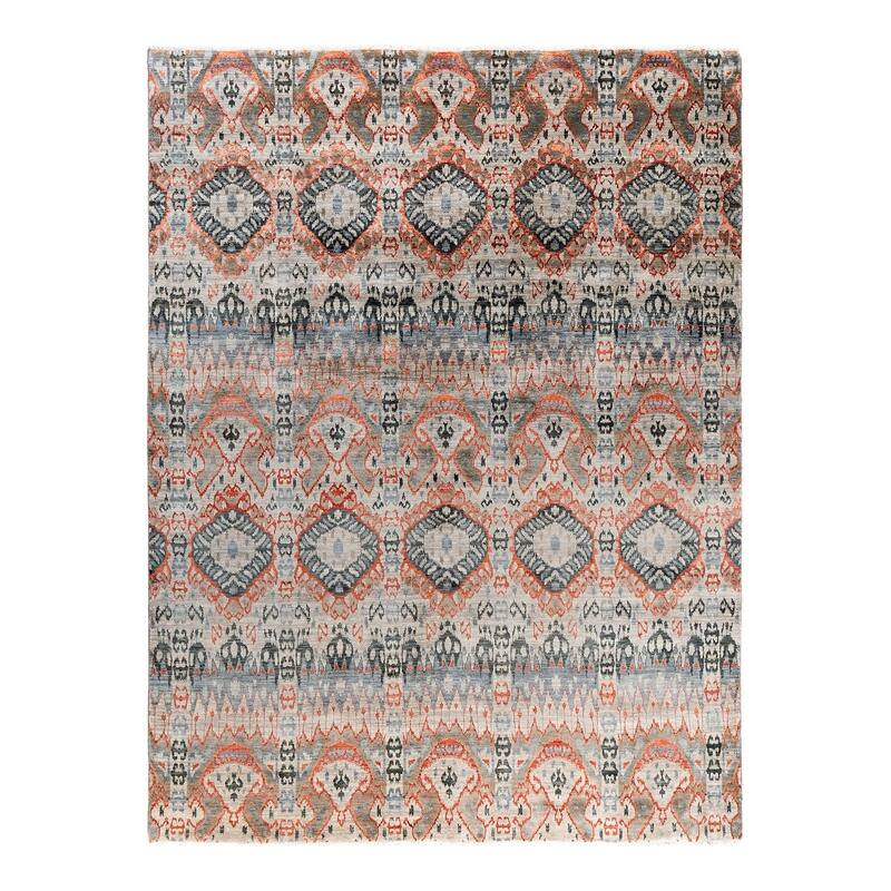 Ikat One-of-a-Kind Hand-Knotted Area Rug, Gray - 9' 0" x 11' 10"