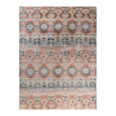 Ikat One-of-a-Kind Hand-Knotted Area Rug, Gray - 9' 0" x 11' 10"
