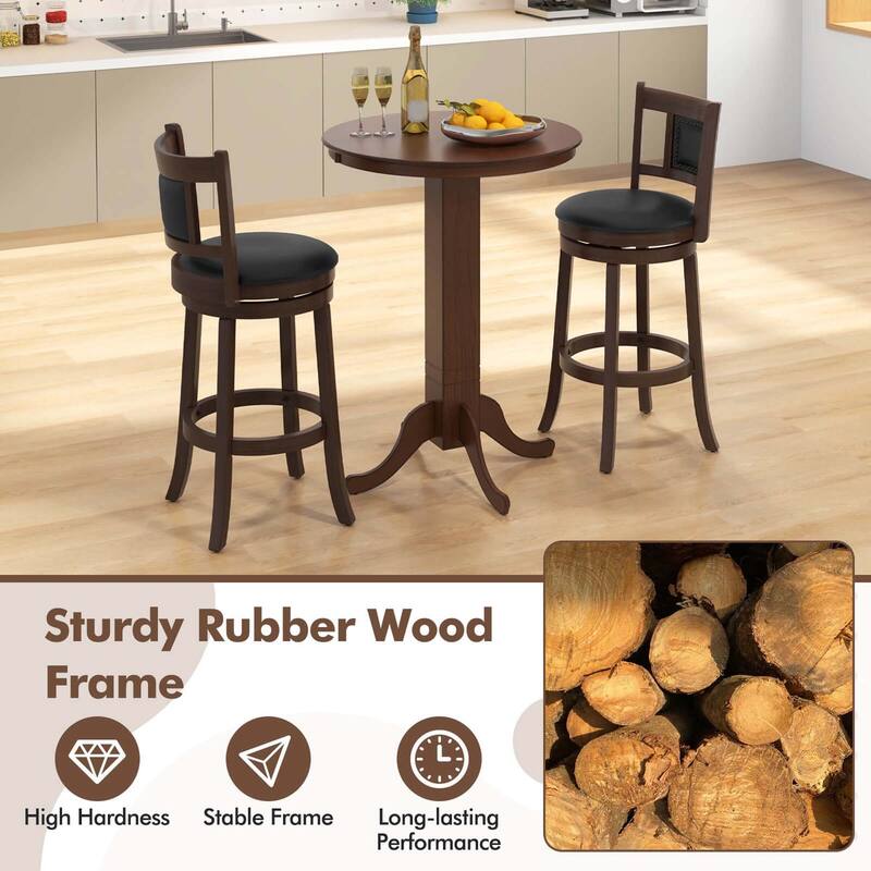 Costway 30 Inch Wood Pub Round Dining Table with Pedestal Base Kitchen - See Details