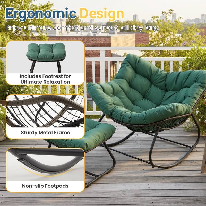 Patio Rocking Chair with Ottoman