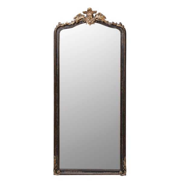 Resin Framed Wall Mirror, Distressed Black & Gold Finish Black/Dark Gold On Sale Bed Bath