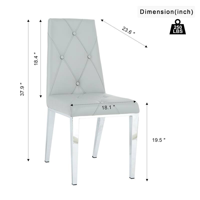 Modern Ergonomic PU 2 Piece Kitchen Dining Chair with Cushions, Soft High Back for Dining Room Kitchen Living Room Bedroom