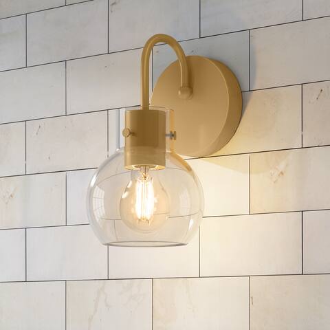 Bathroom Vanity Light, 1-Light Gold Wall Sconce Lighting, Clear Glass Shade