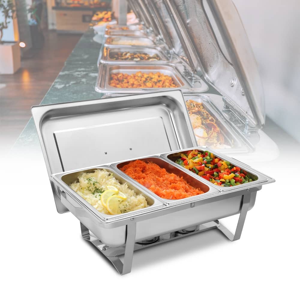 8QT Triple Server Food Warmer Buffet Trays Stove Chafing Dish