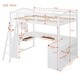 preview thumbnail 13 of 16, White Wooden Full Size Loft Bed with U-shaped Desk,Solid Wood Bed with Tri-fold Mirror and Shelves