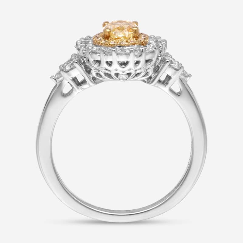 Gregg Ruth 18K White Gold, Fancy Yellow Diamond and White Diamond Engagement Ring Sz. 6.5