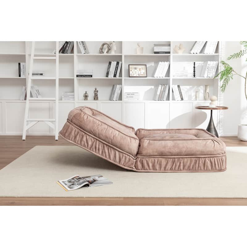 Upholstered Human & Dog Bed, Adjustable 5-Position Bean Bag Floor Sofa with Massage Pillow and 2 Soft Cushions for Adults & Pets
