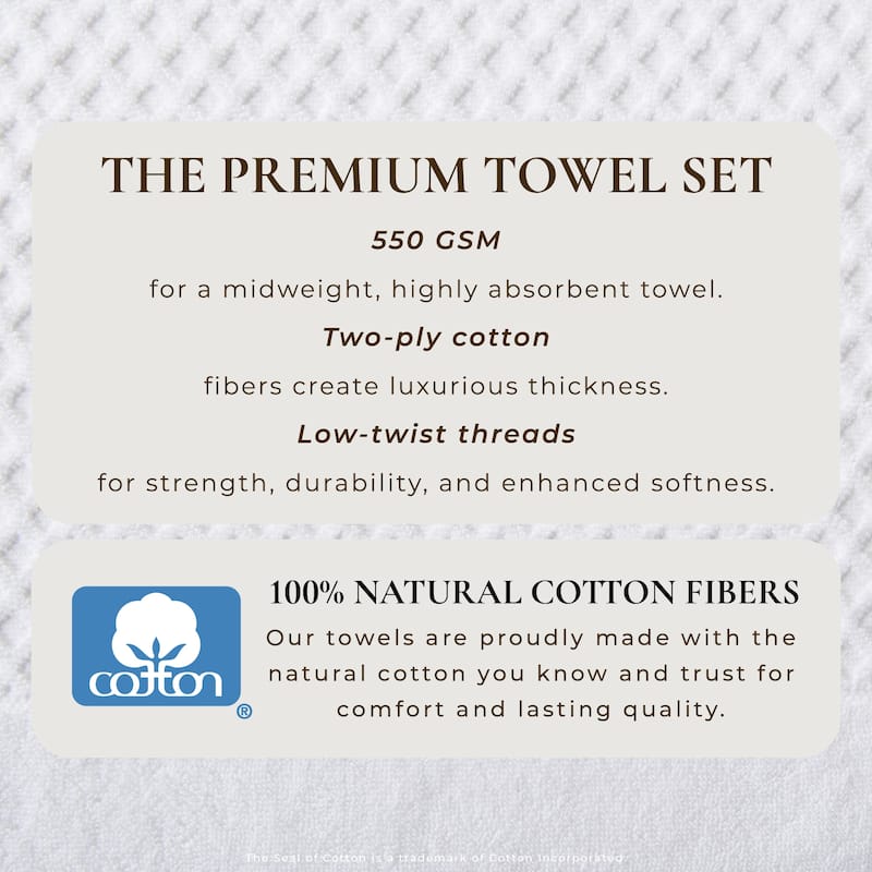 Linery & Co. Cotton Diamond Waffle Texture Bath Towels