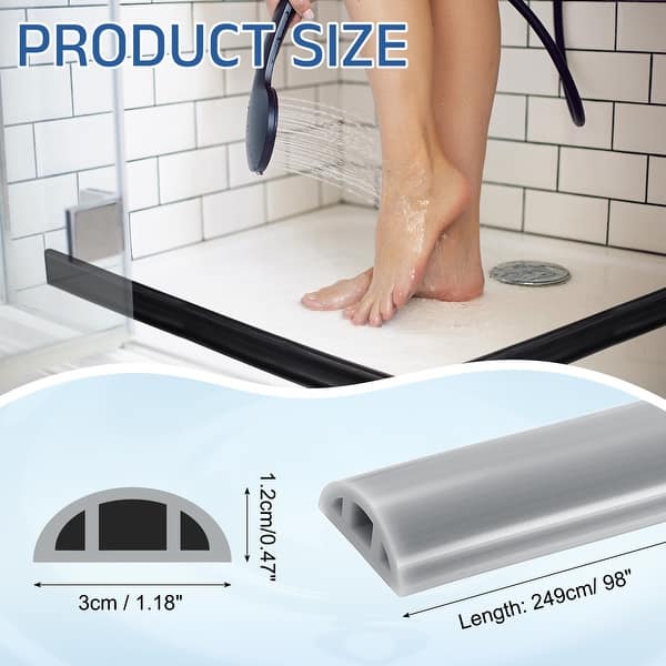 dimension image slide 10 of 12, Shower Water Barrier, Silicone Splash Guard Shower