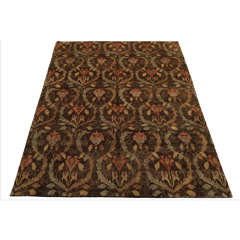8x9'9'' Hand Knotted Wool Brown Traditional Kalaty Oushak Rug - 8' x 9' 9''