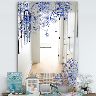 Designart 'Vintage Flowers 8' Printed Traditional Bathroom Mirror