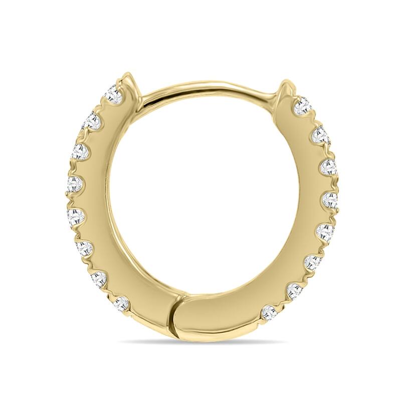 Marquee 1/4 Carat TW Double Sided Small Diamond Hoop Huggie Earrings in 10K Yellow Gold
